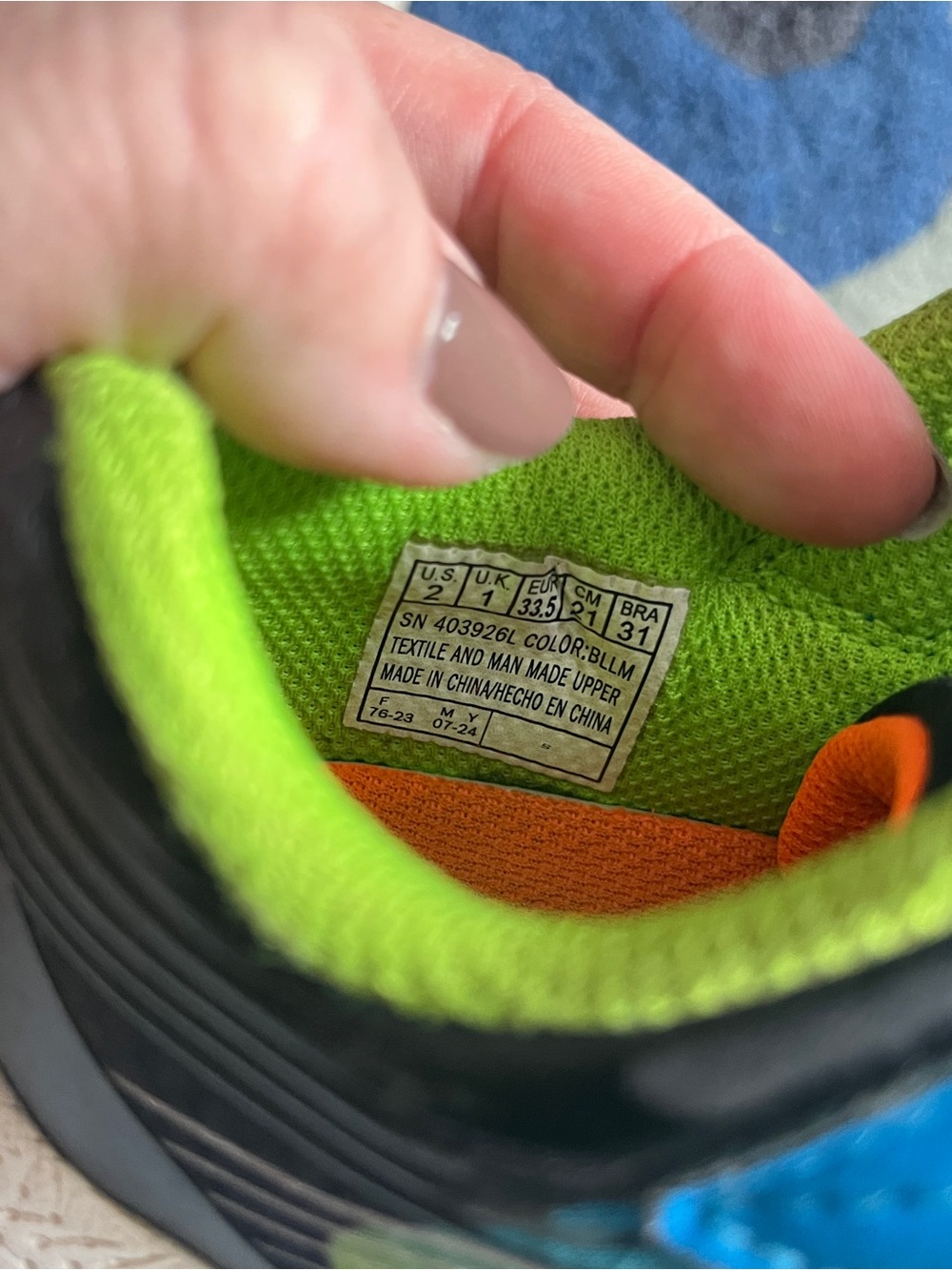 Skechers Blue and Neon Green Kids Sneakers - Picture 3 of 4